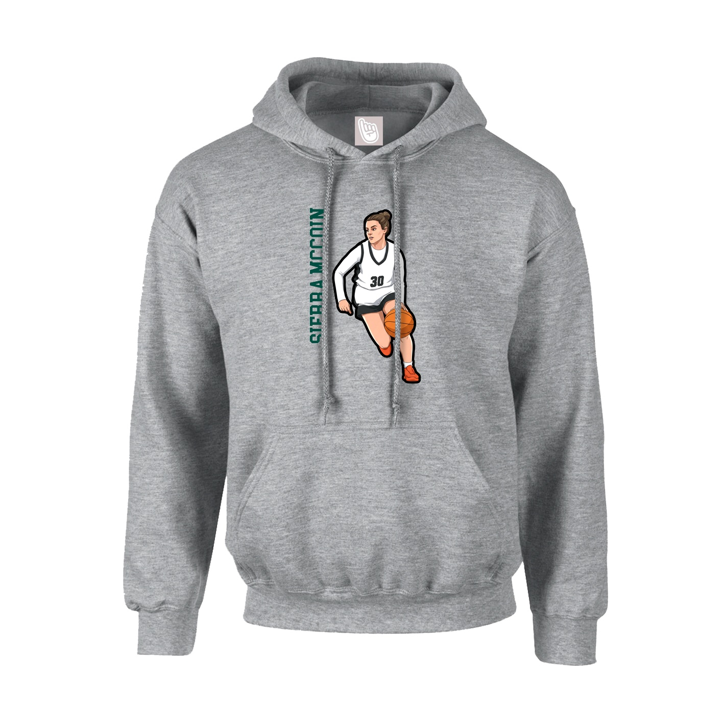 Youth Hoodie — Name Vertical in Grey