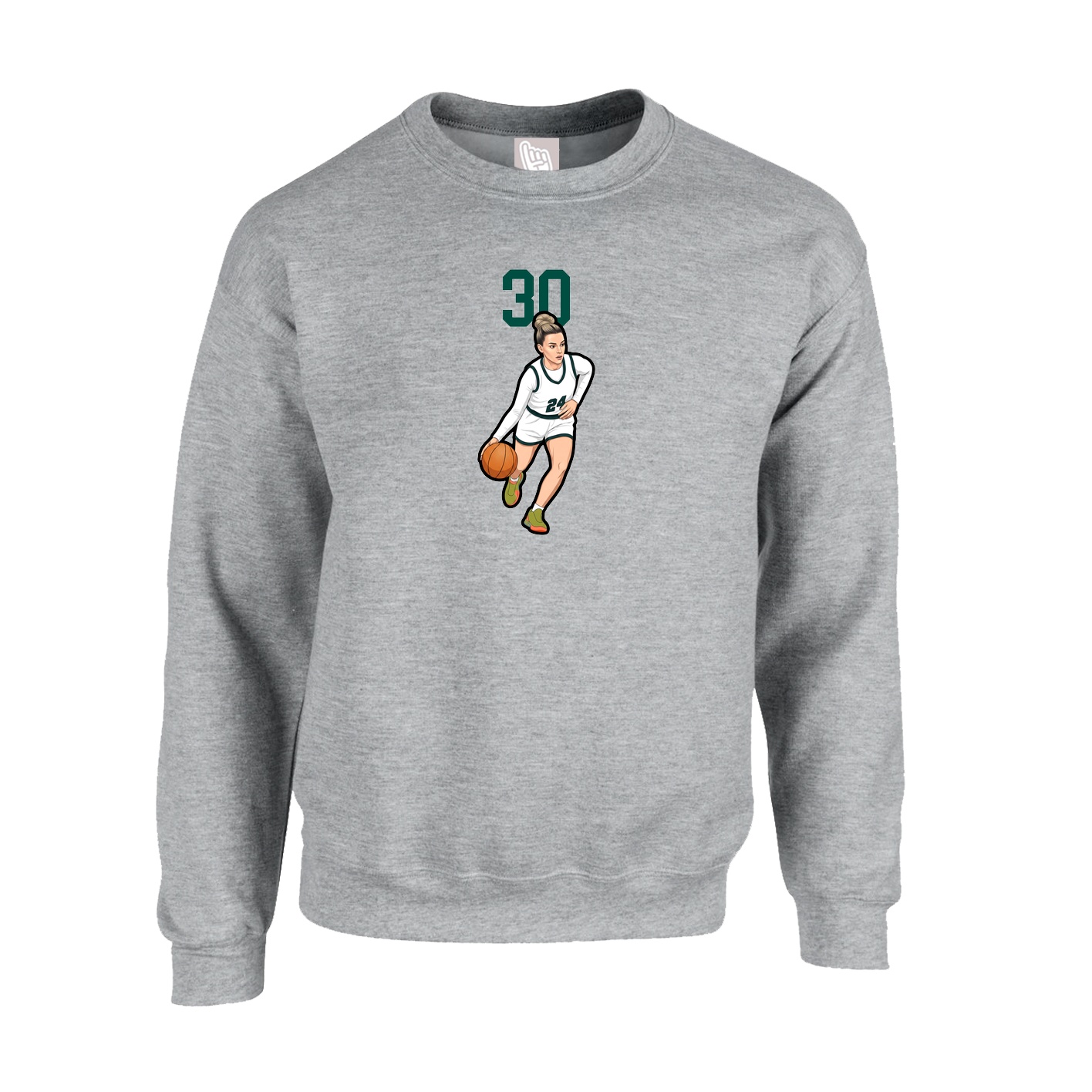 Fleece Crew — Number Top in Grey