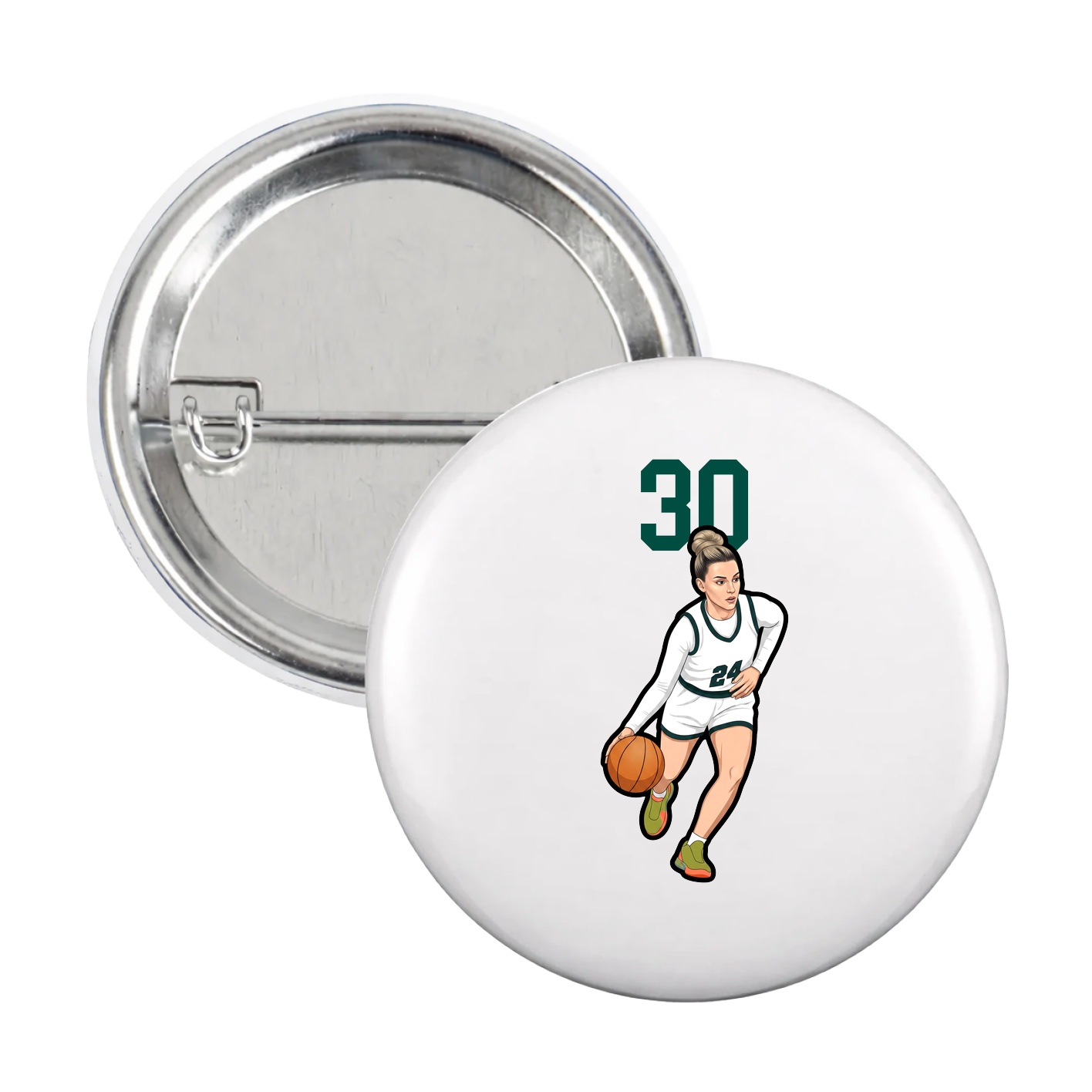 Game Day Button — Number Top in White