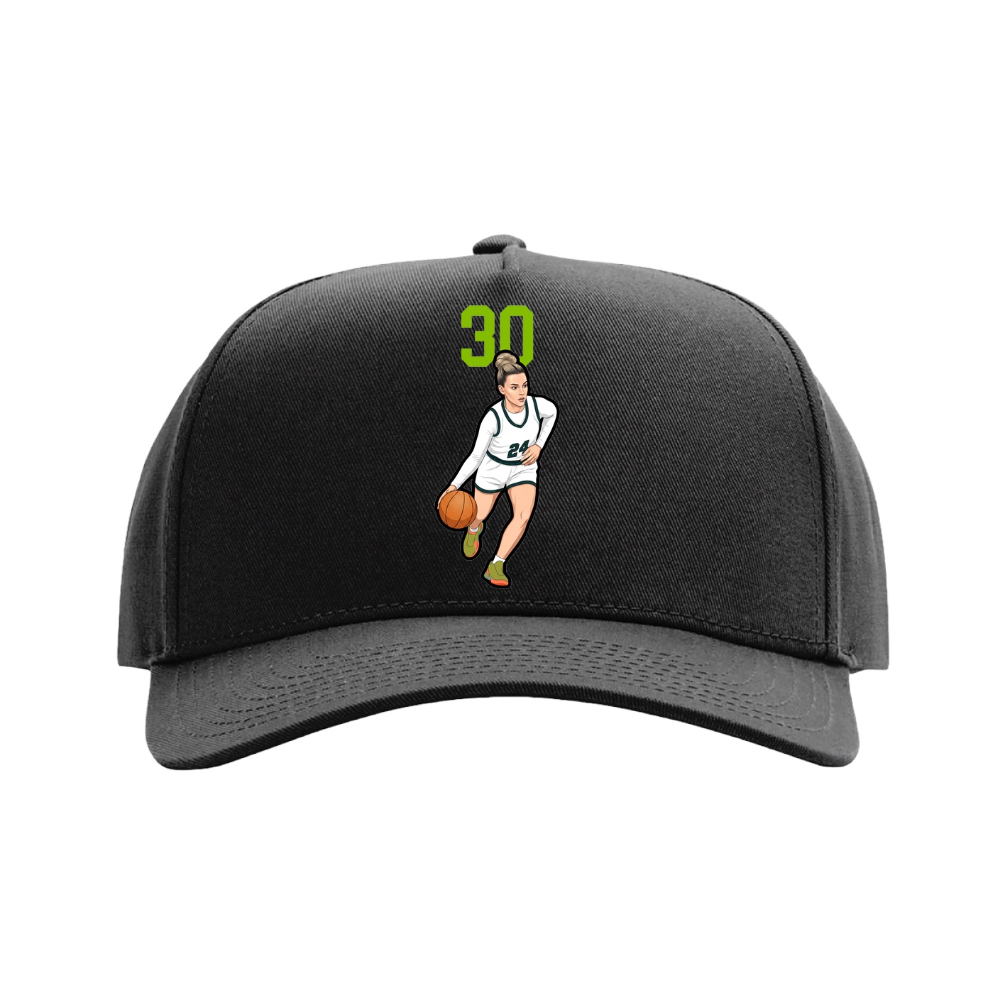 Full Fabric Five-Panel Champ Cap — Number Top in Black