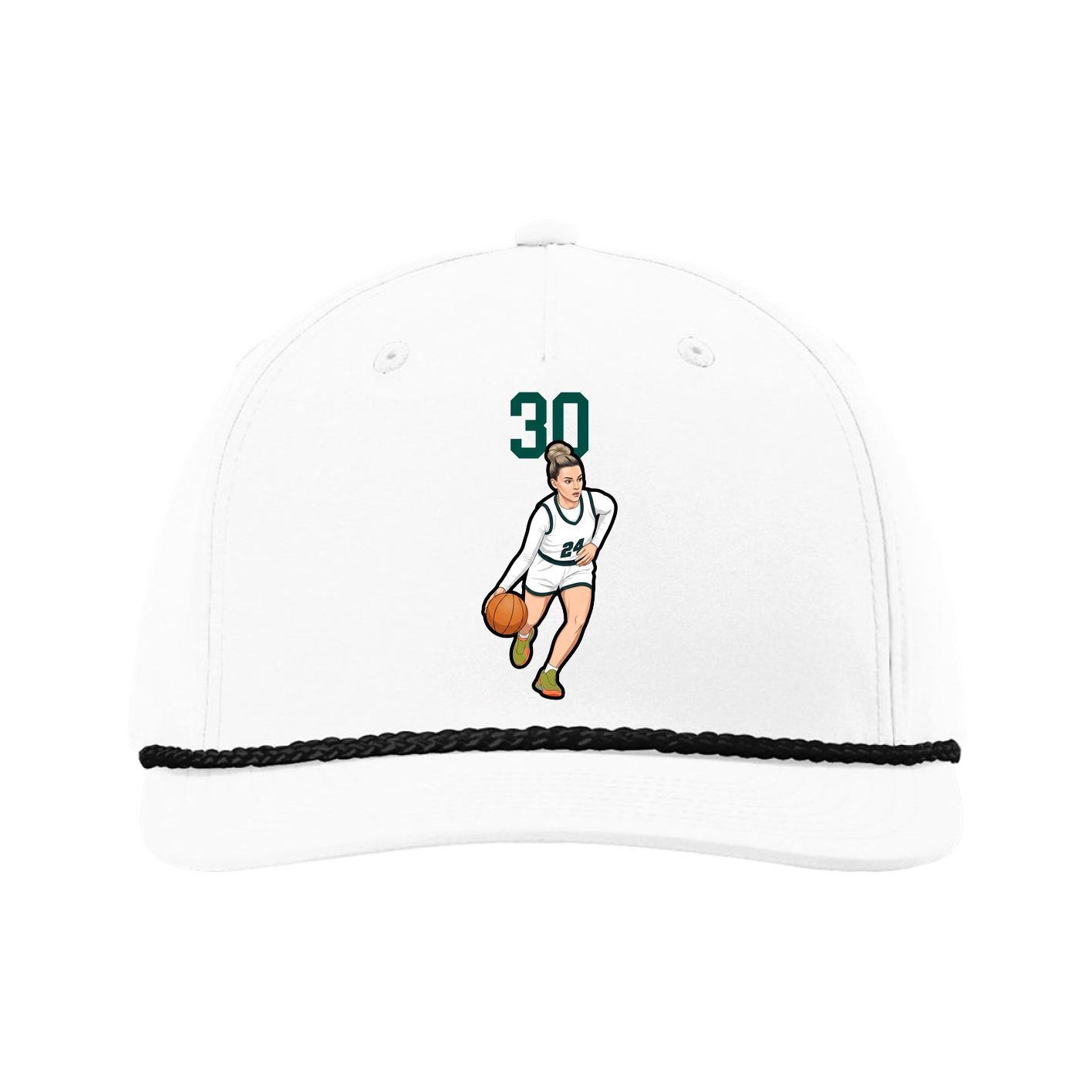 Five-Panel Classic Rope Cap — Number Top in White