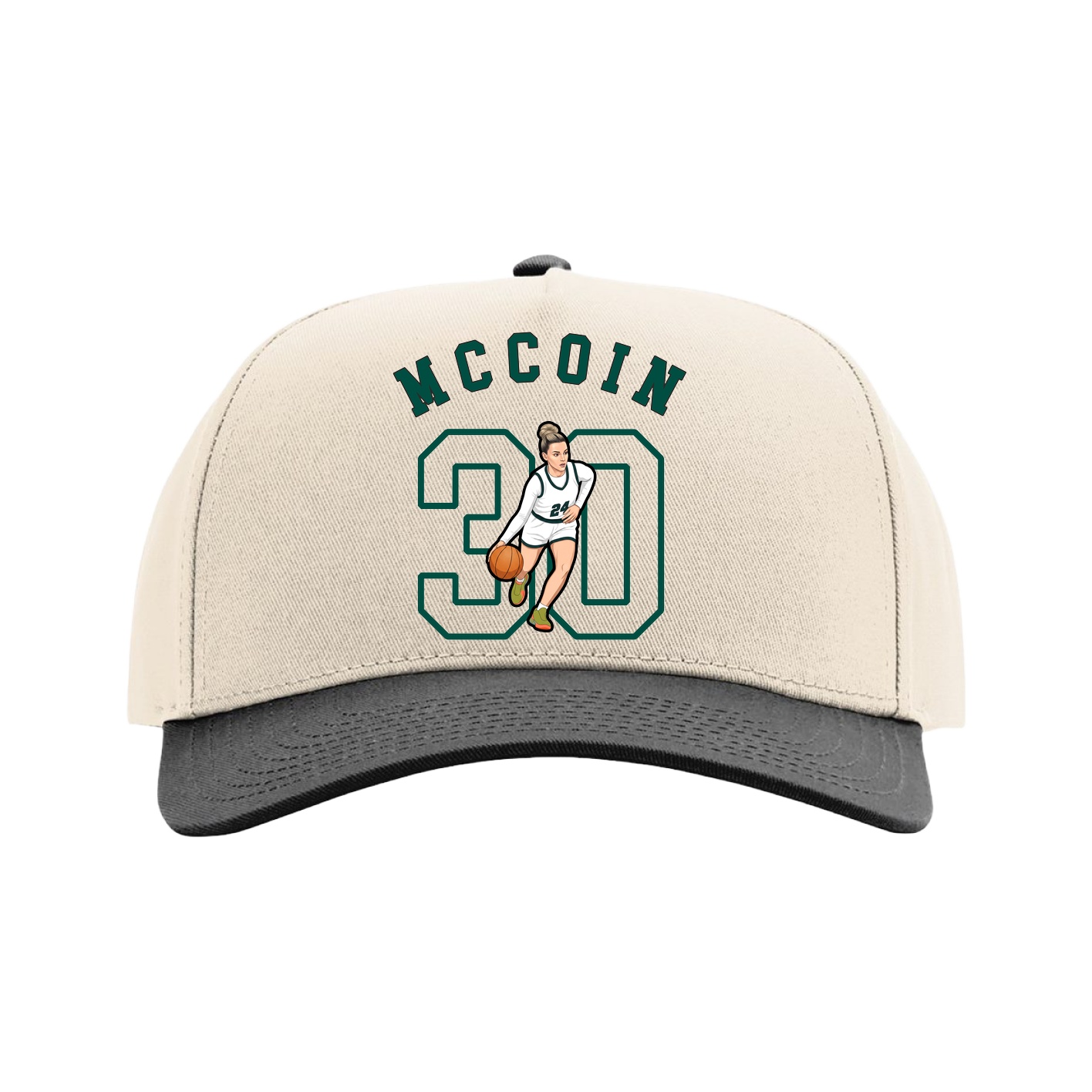 Full Fabric Five-Panel Champ Cap — Shirsey Arch in Cream/Black
