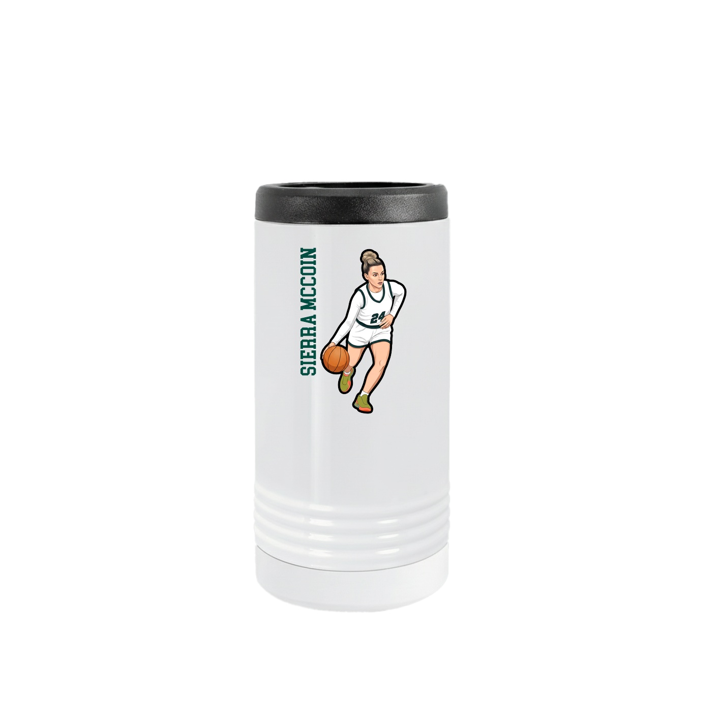 Slim Beverage Holder — Name Vertical in White