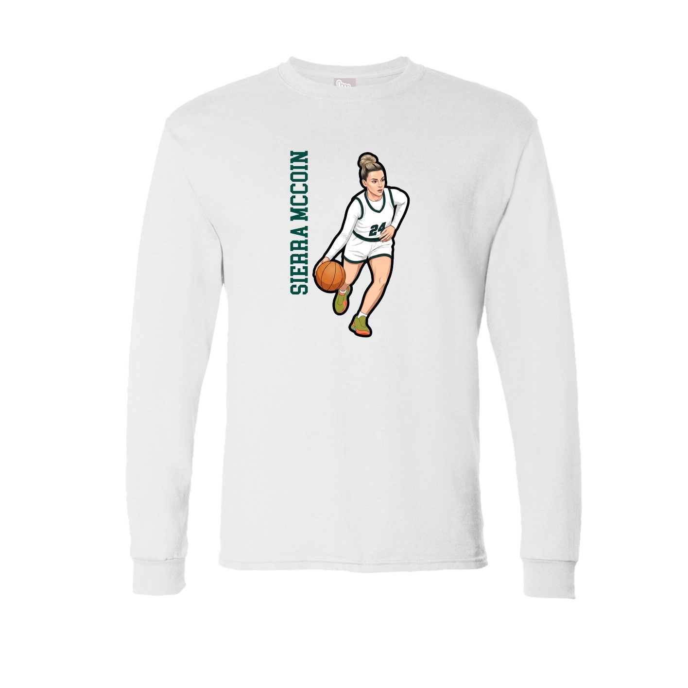 Long Sleeve Tee — Name Vertical in White