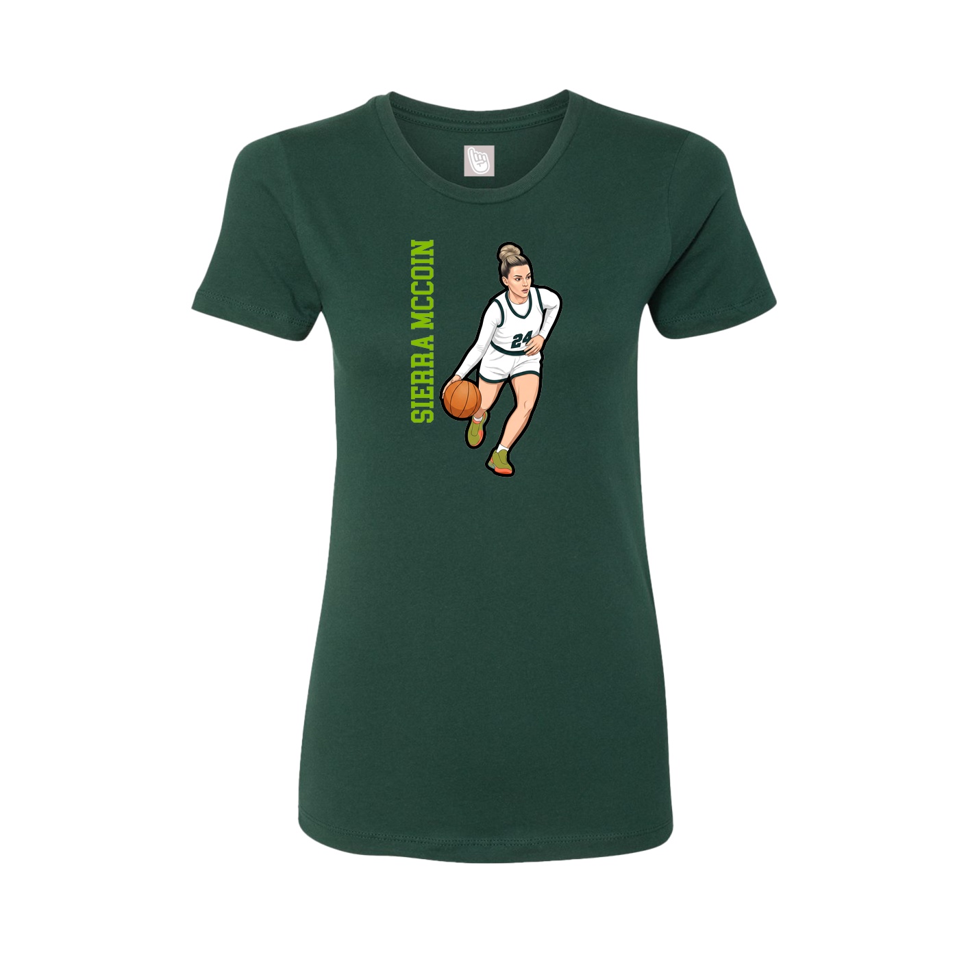 Fitted Women's Tee — Name Vertical in Green