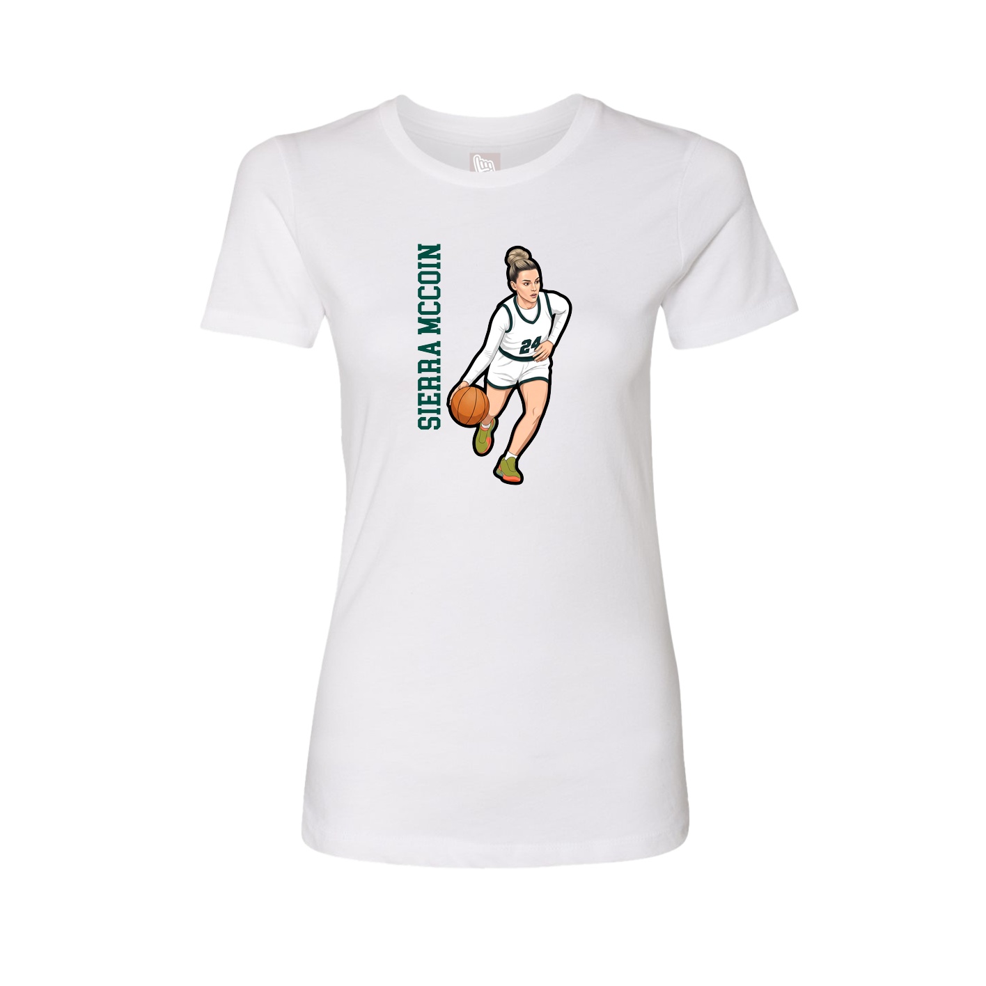 Womens Tee — Name Vertical in White