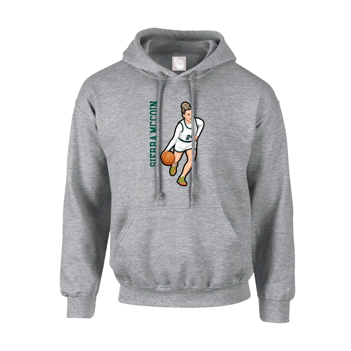 Youth Hoodie — Name Vertical in Grey