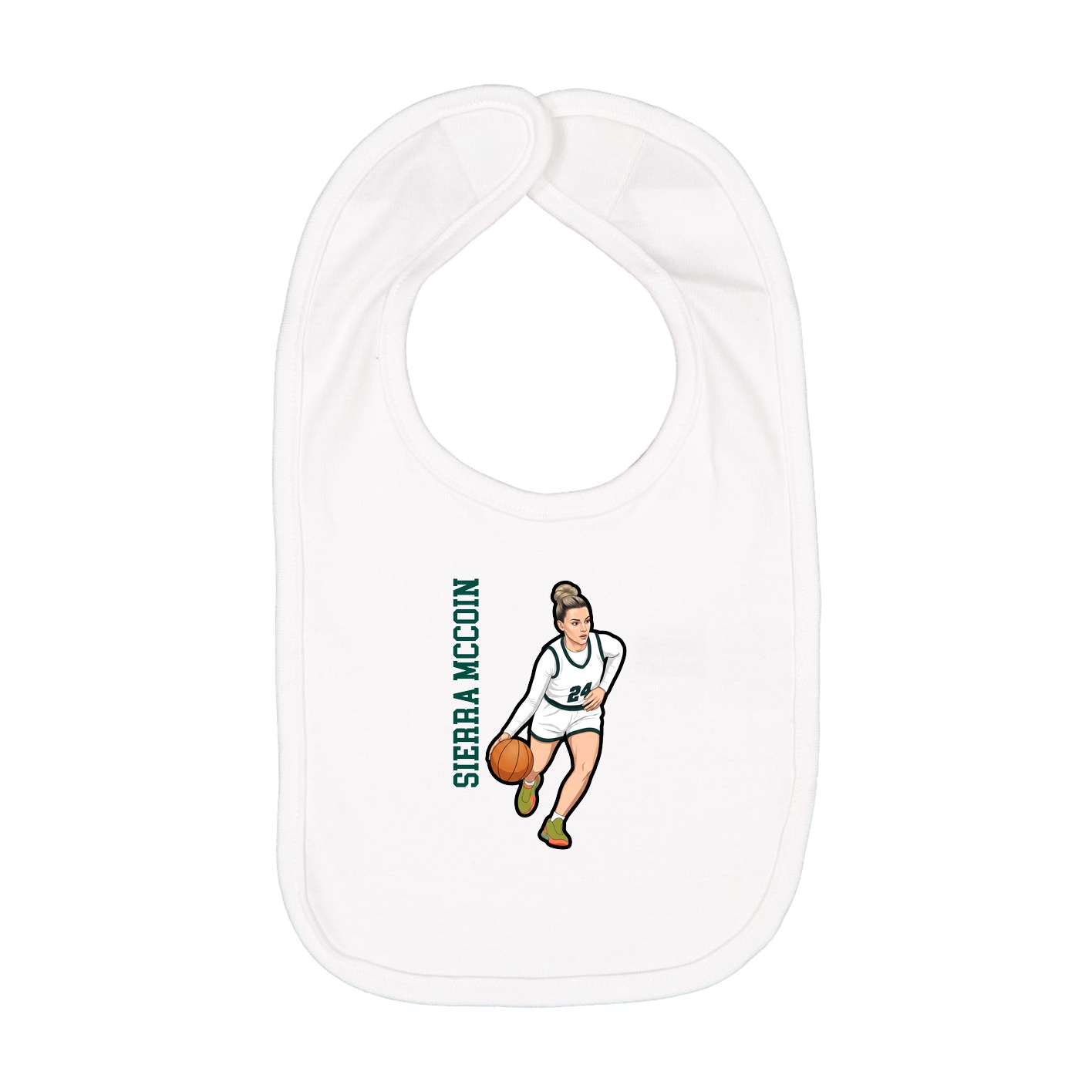 Infant Bib — Name Vertical in White