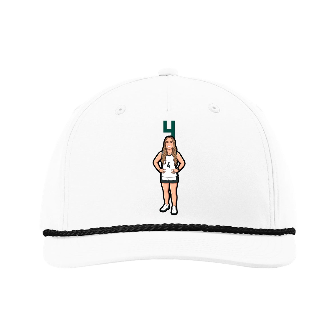Five-Panel Classic Rope Cap — Number Top in White
