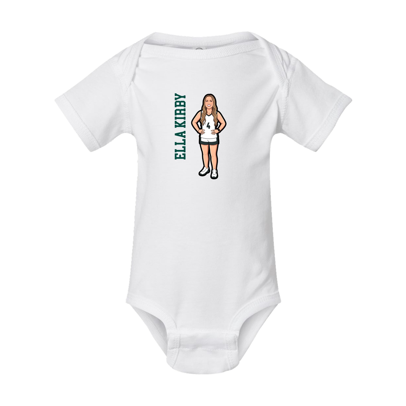 Baby Onesie — Name Vertical in White