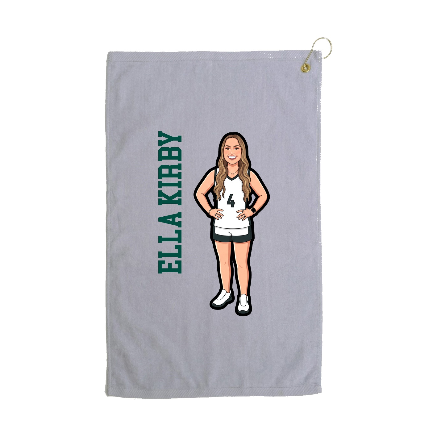Golf Towel — Name Vertical in Grey