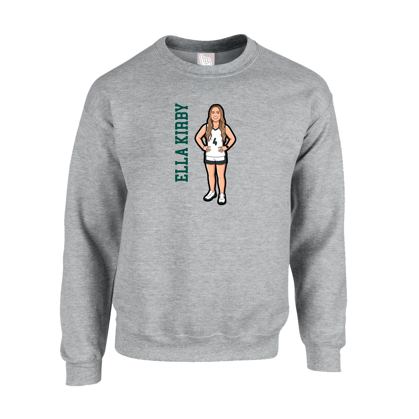 Fleece Crew — Name Vertical in Grey