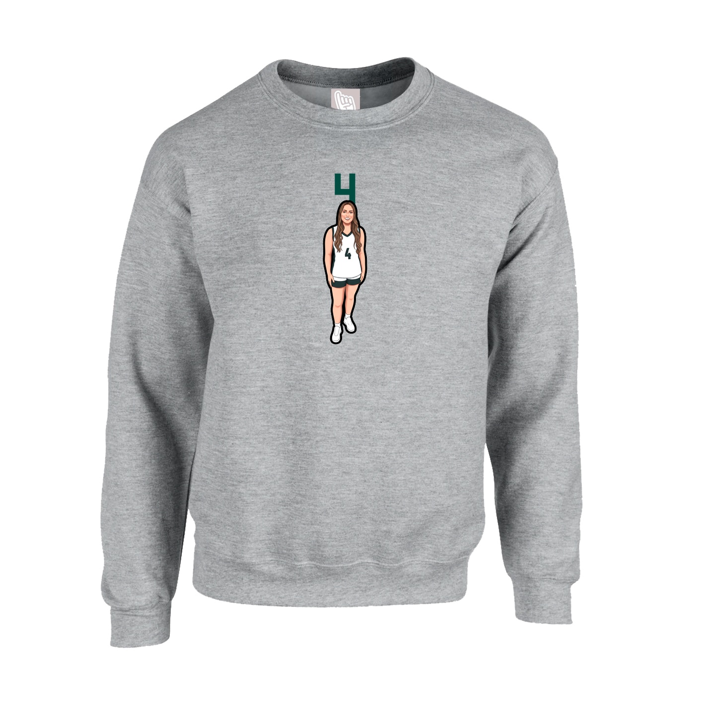 Fleece Crew — Number Top in Grey