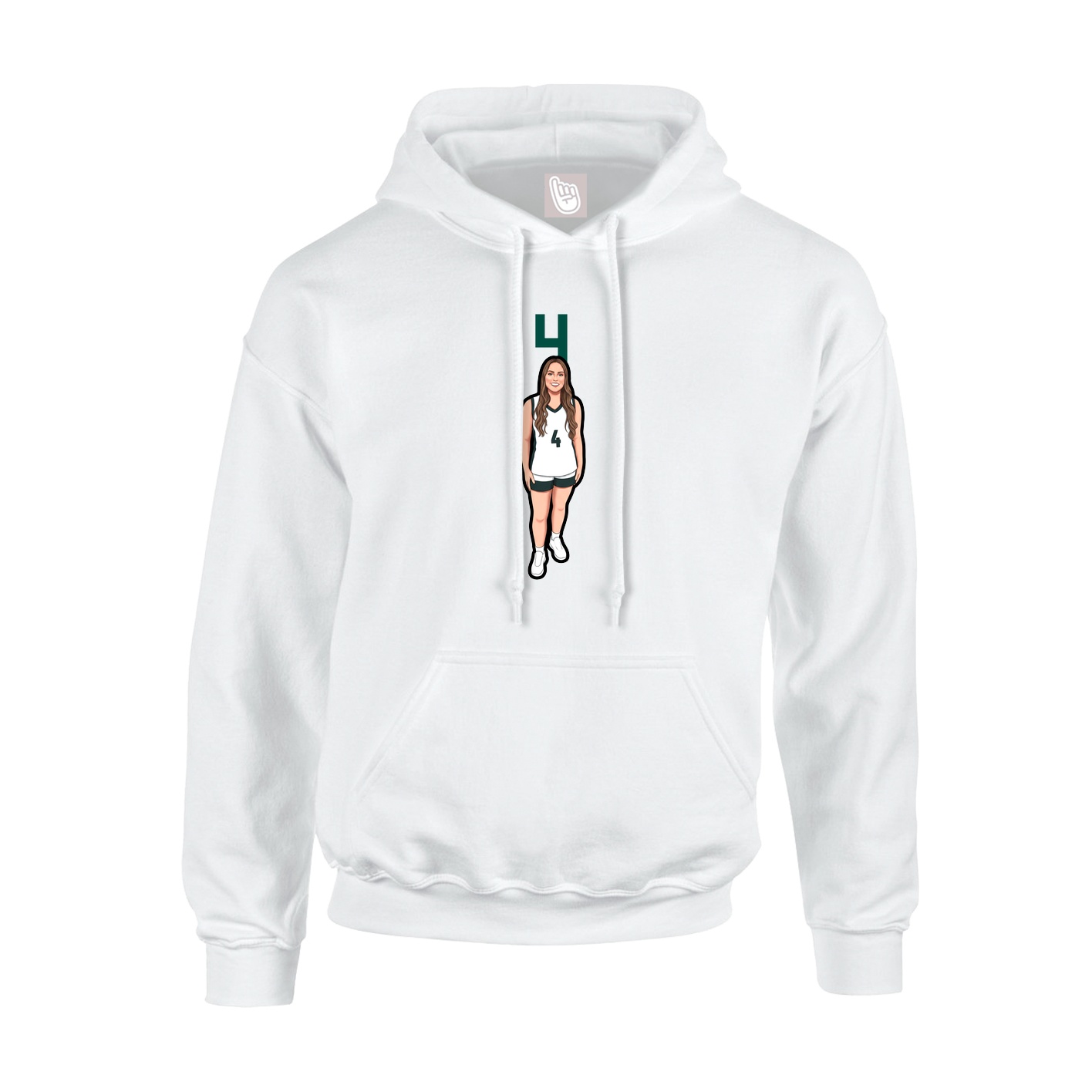 Youth Hoodie — Number Top in White