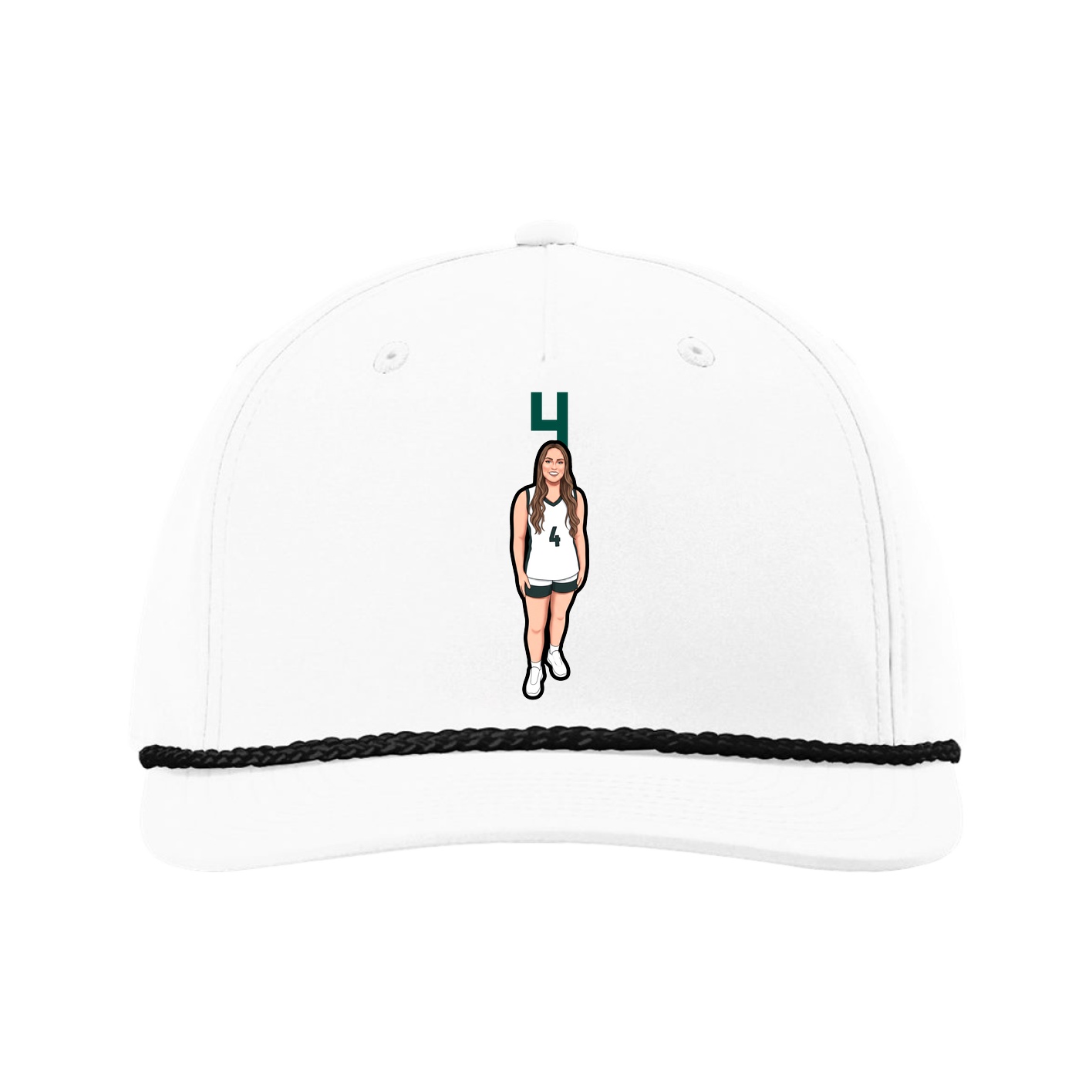 Five-Panel Classic Rope Cap — Number Top in White