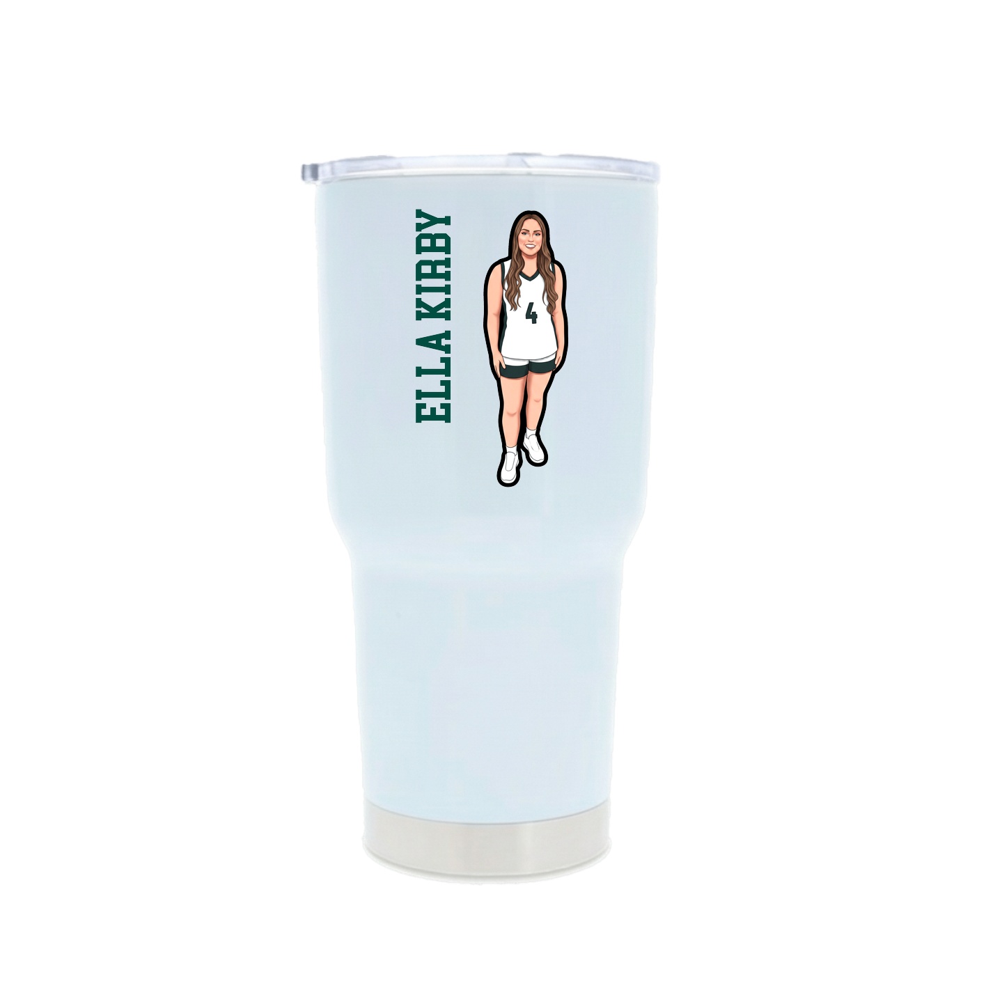 30oz Stainless Steel Tumbler — Name Vertical in White