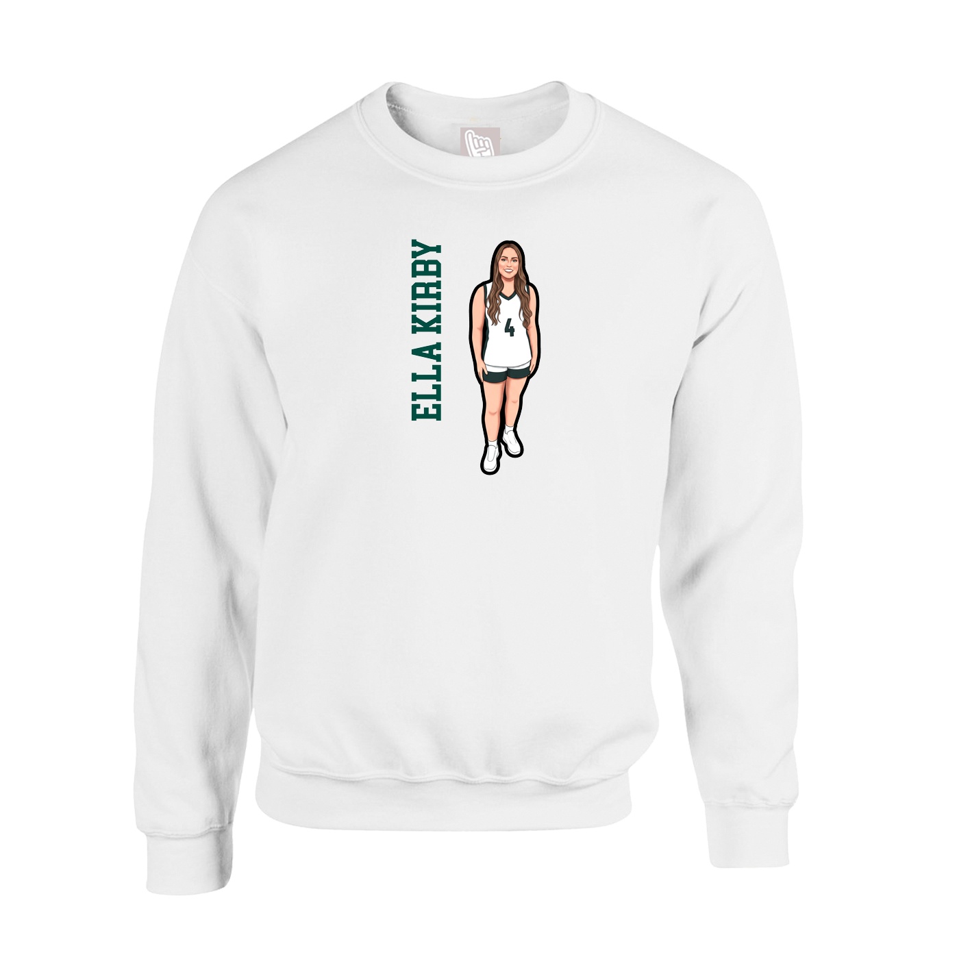 Fleece Crew — Name Vertical in White