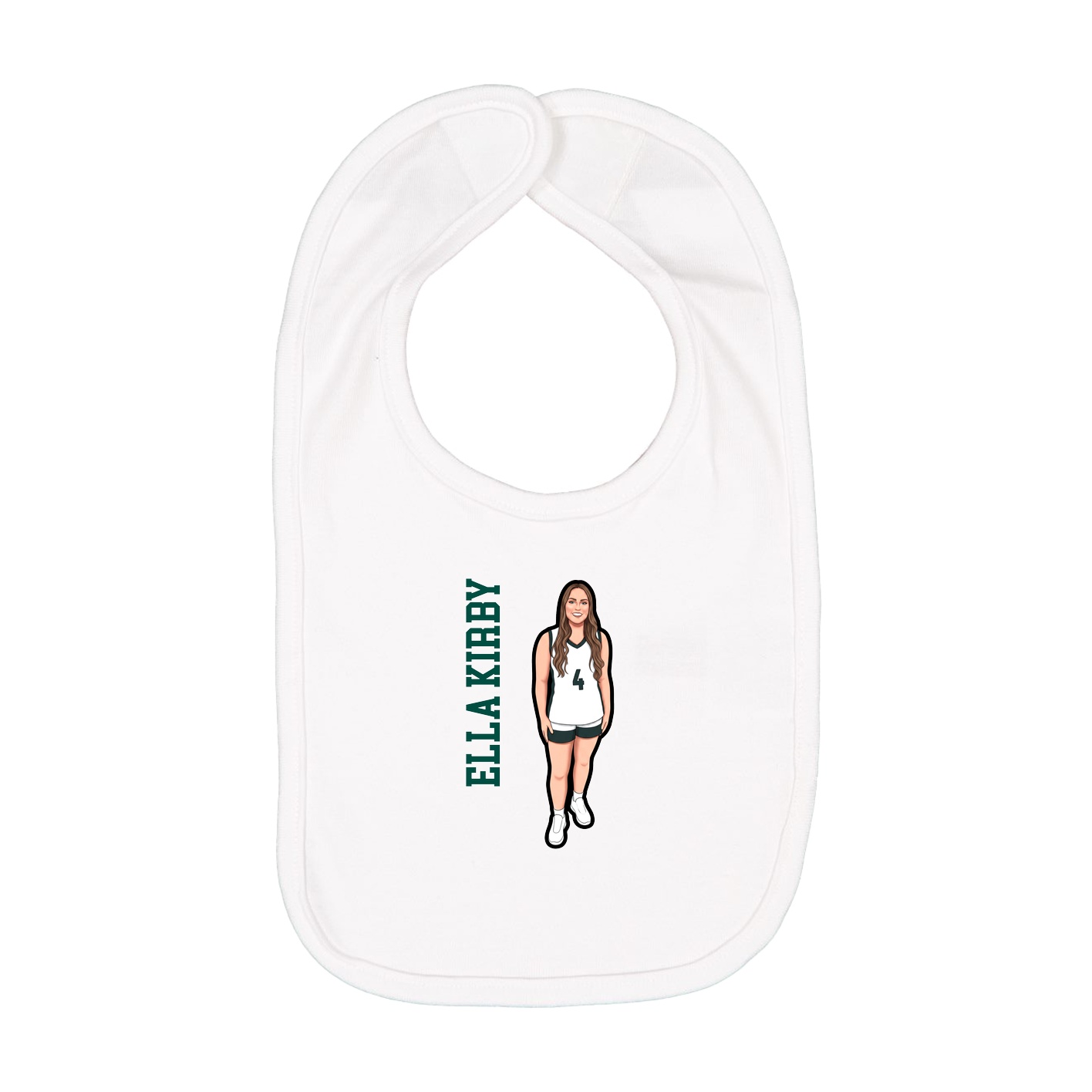 Infant Bib — Name Vertical in White