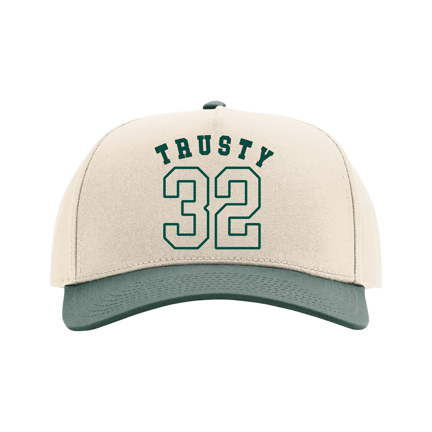 Full Fabric Five-Panel Champ Cap — Shirsey Arch in Cream/Green