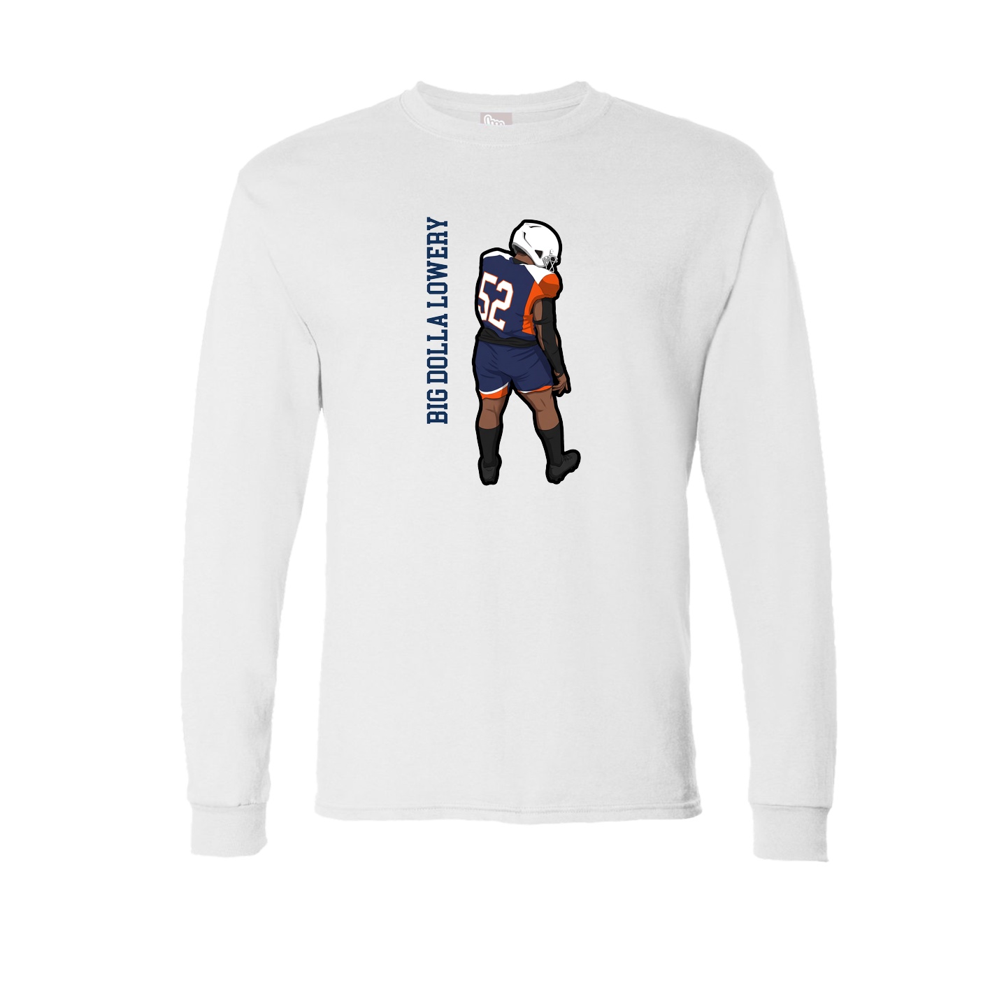 Long Sleeve Tee — Name Vertical in White