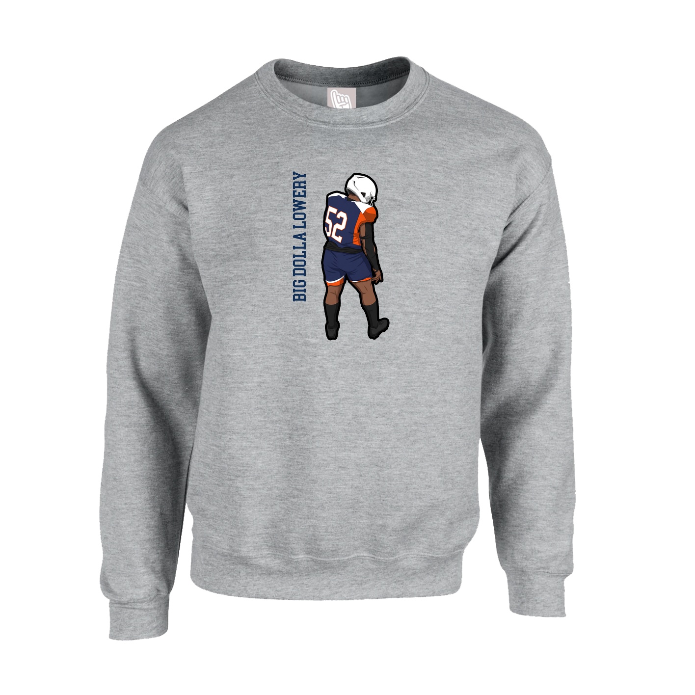 Fleece Crew — Name Vertical in Grey