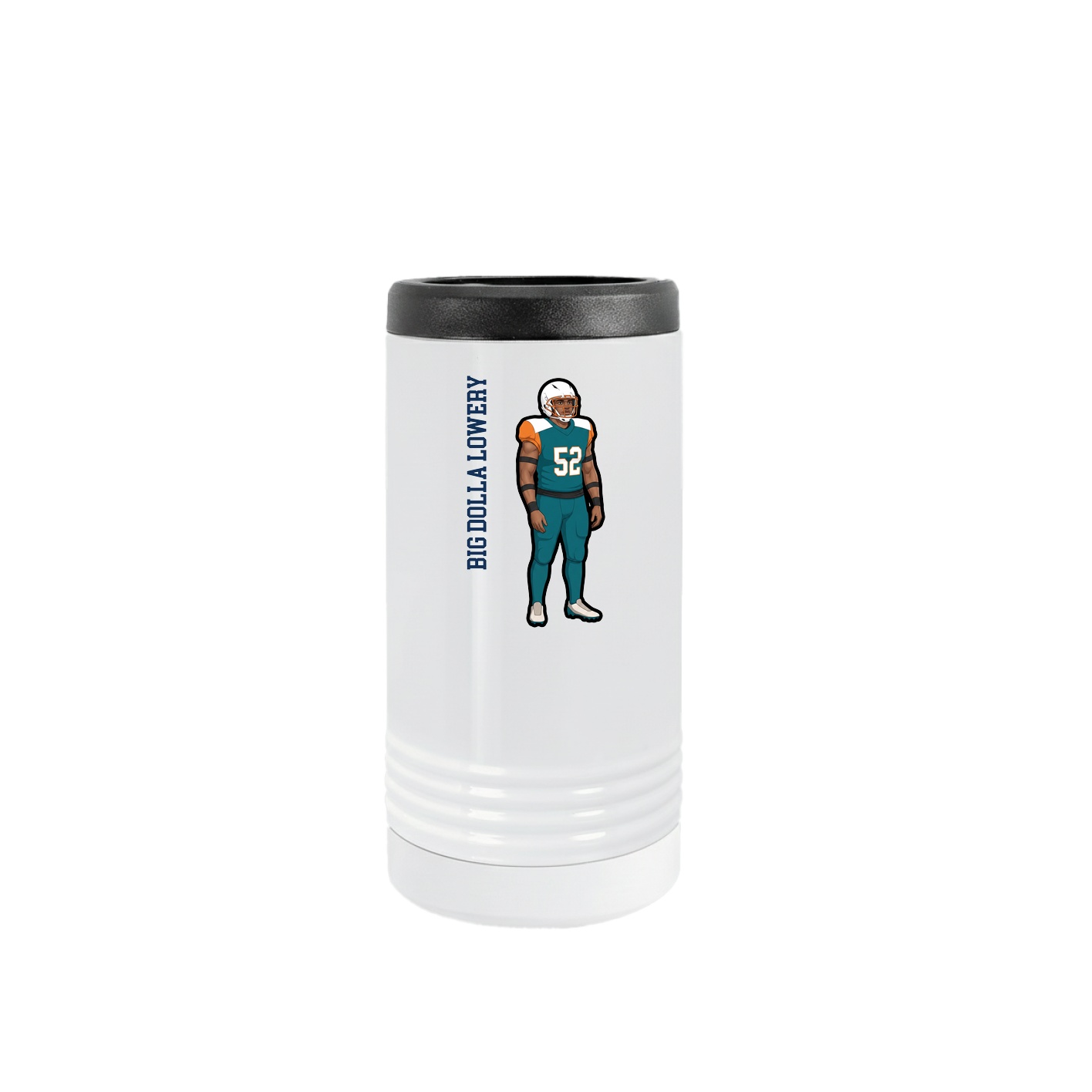 Slim Beverage Holder — Name Vertical in White