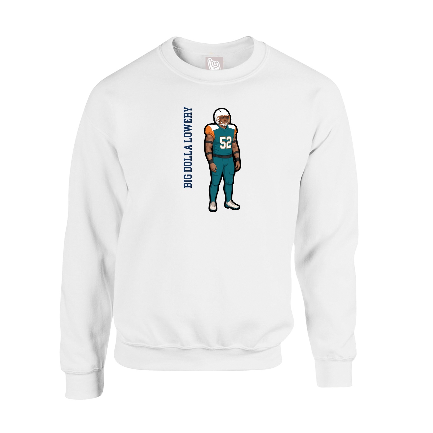 Fleece Crew — Name Vertical in White