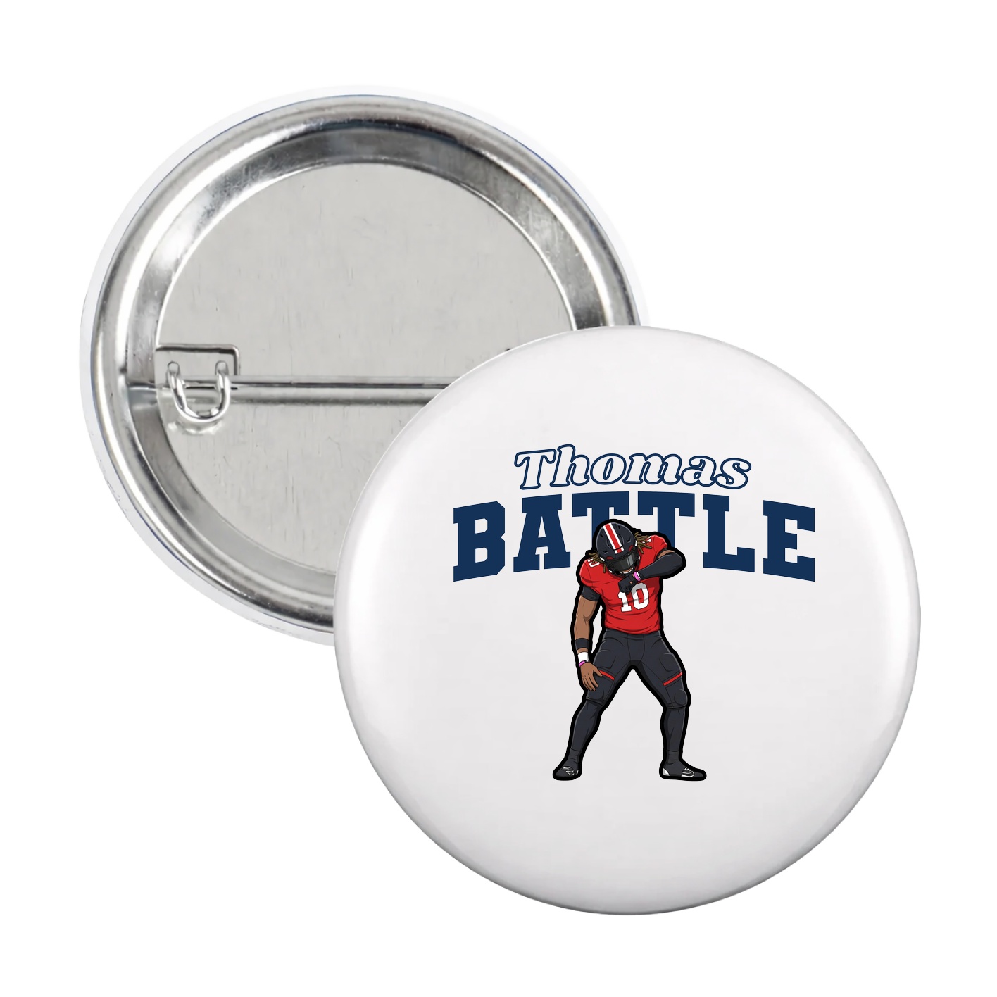Game Day Button — Name Arch in White
