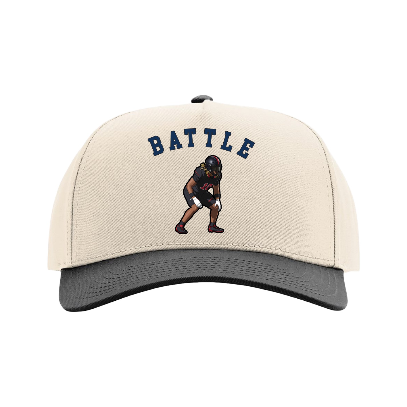 Full Fabric Five-Panel Champ Cap — Shirsey Arch in Cream/Black