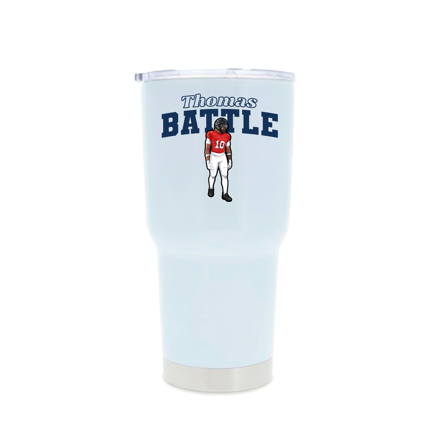 30oz Stainless Steel Tumbler — Name Arch in White