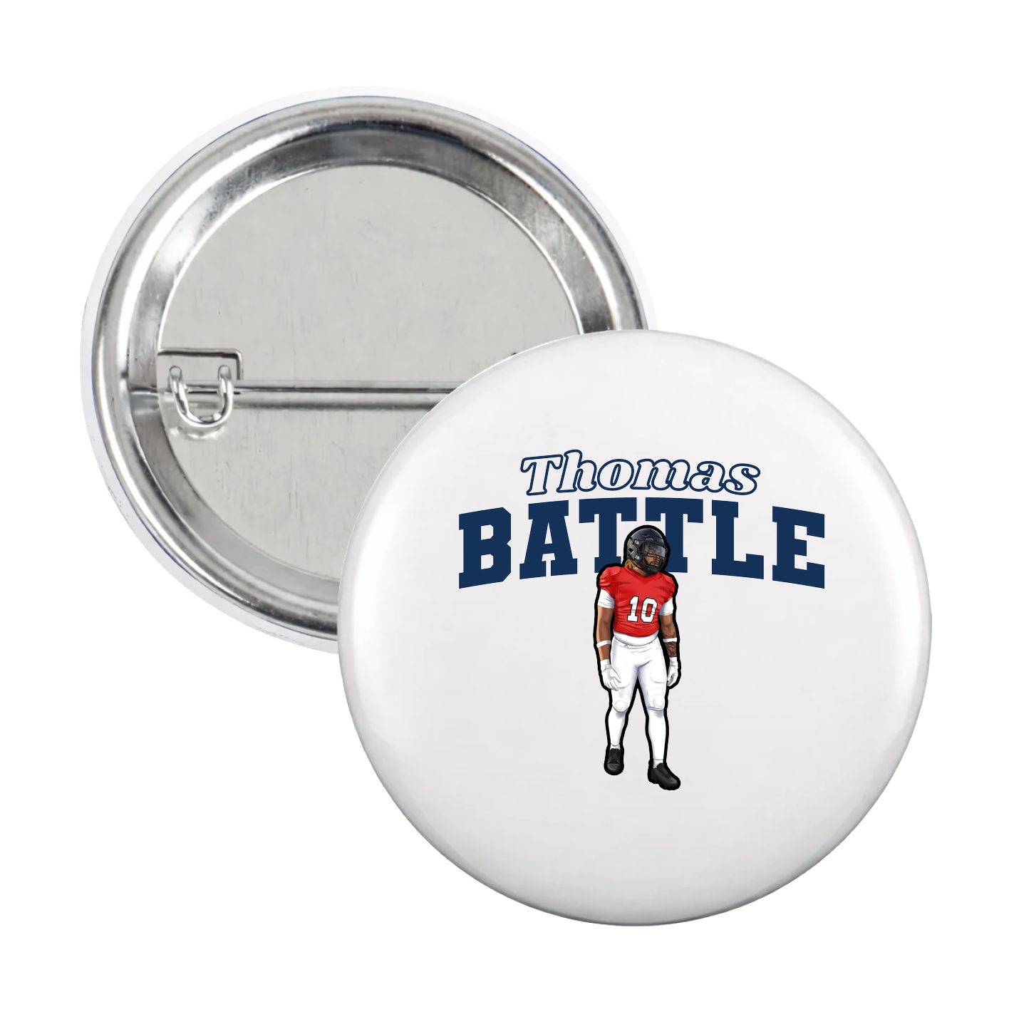 Game Day Button — Name Arch in White