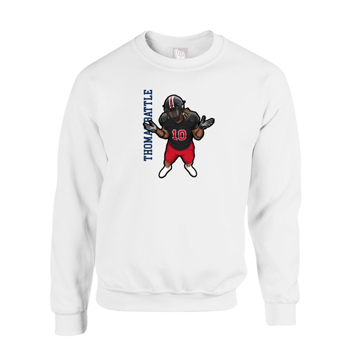 Fleece Crew — Name Vertical in White
