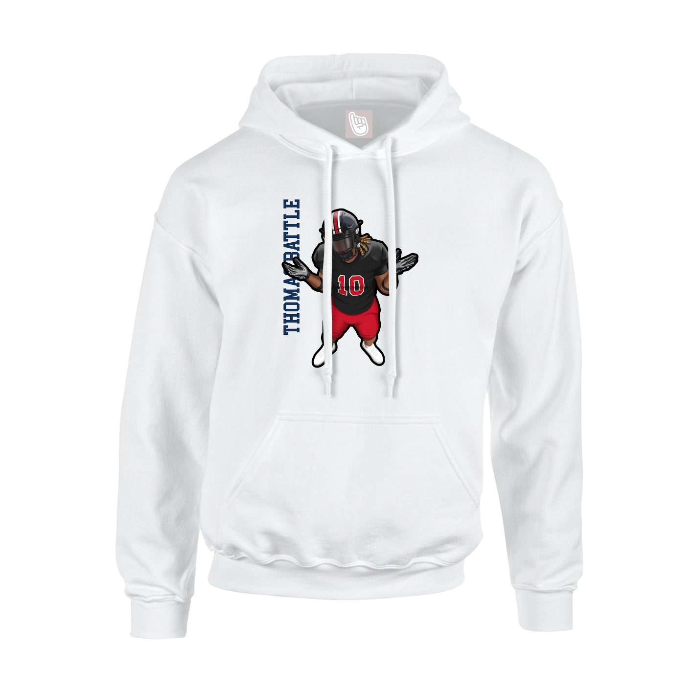 Youth Hoodie — Name Vertical in White
