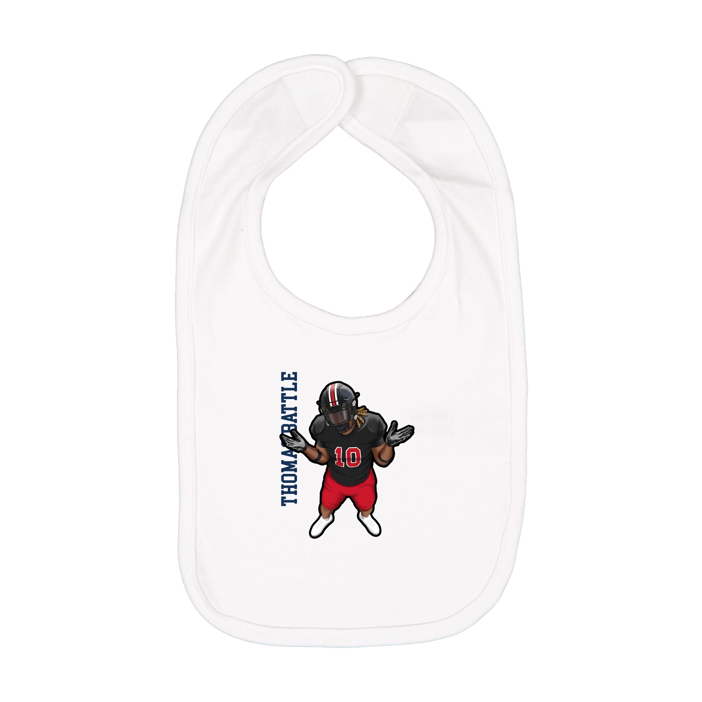 Infant Bib — Name Vertical in White
