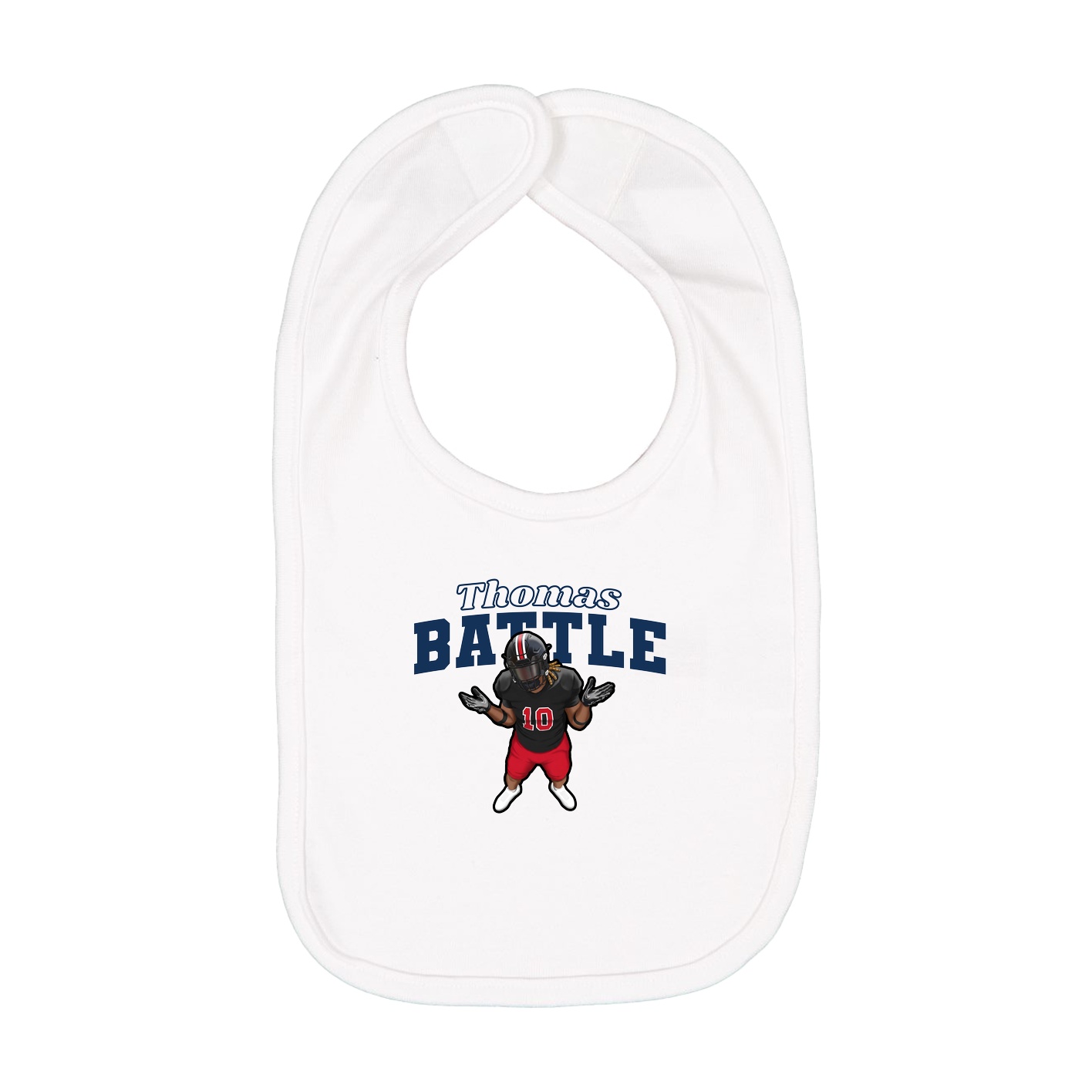 Infant Bib — Name Arch in White