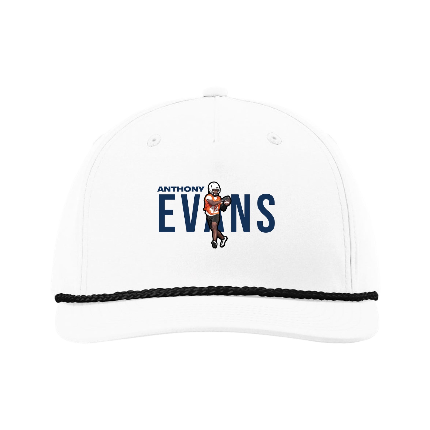 Five-Panel Classic Rope Cap — Player Name in White
