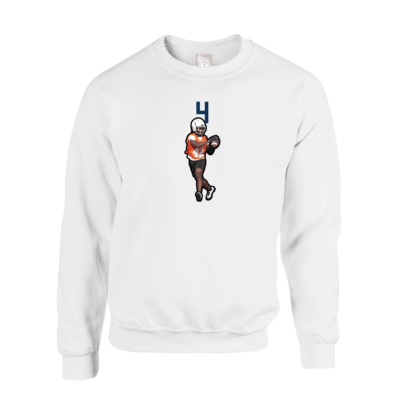 Fleece Crew — Number Top in White