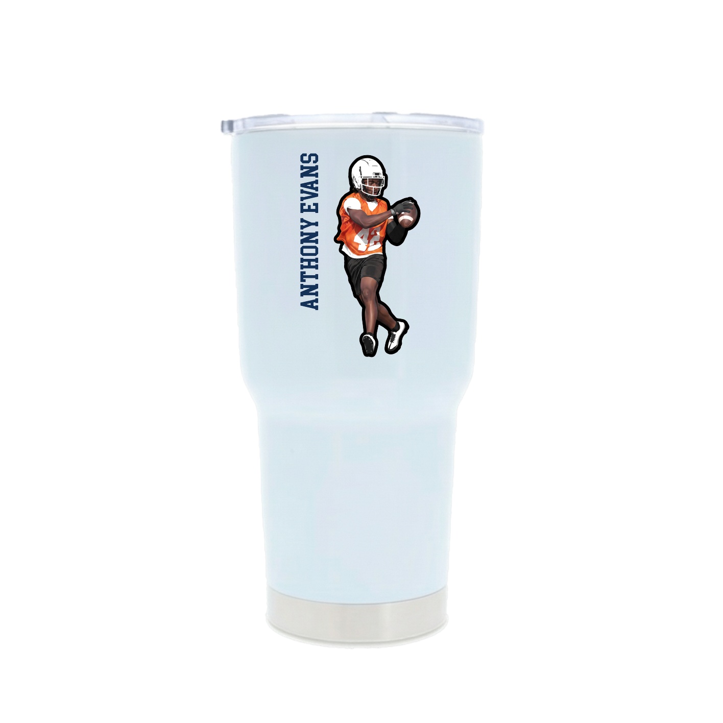 30oz Stainless Steel Tumbler — Name Vertical in White