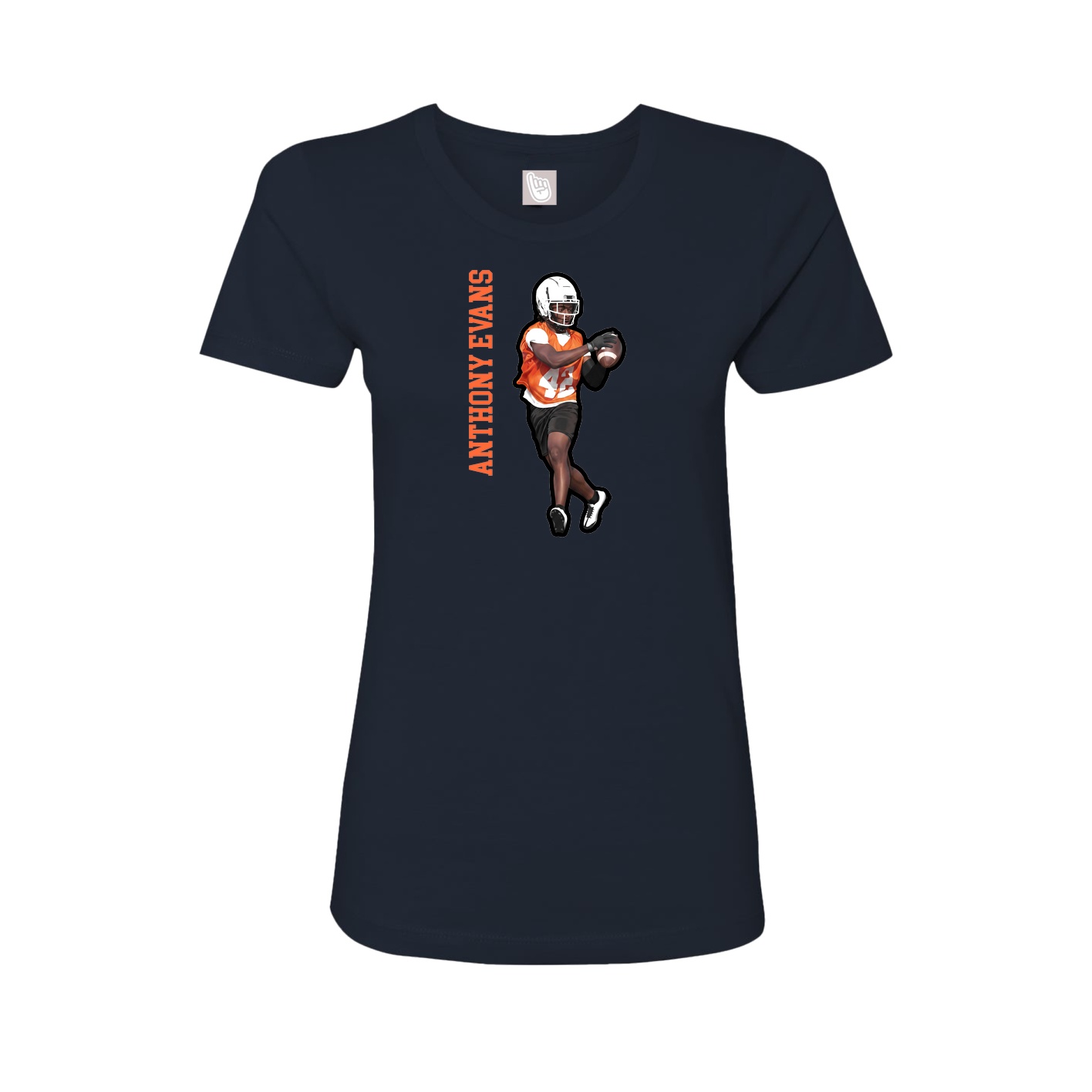 Fitted Women's Tee — Name Vertical in Navy