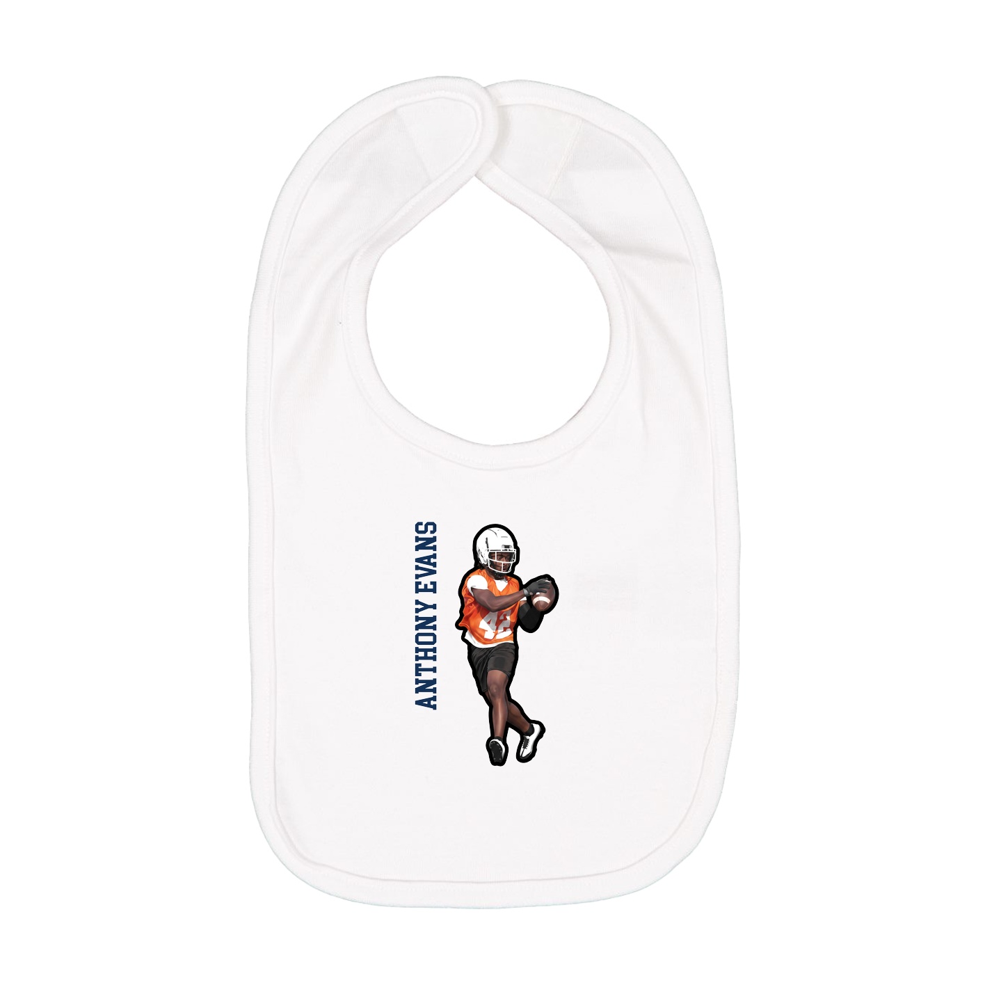 Infant Bib — Name Vertical in White