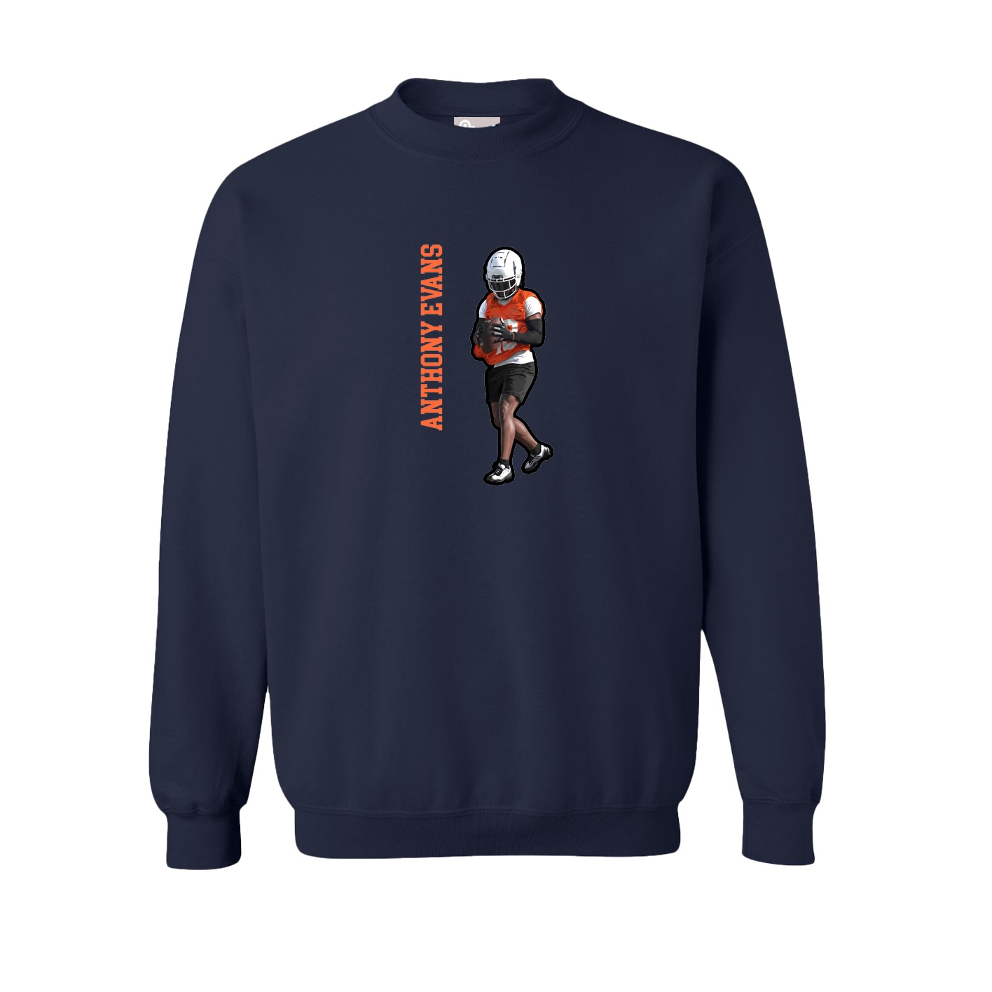 Fleece Crew — Name Vertical in Navy