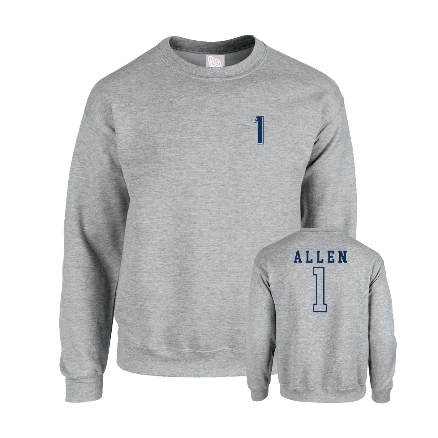 Fleece Crew — Chest Back in Grey