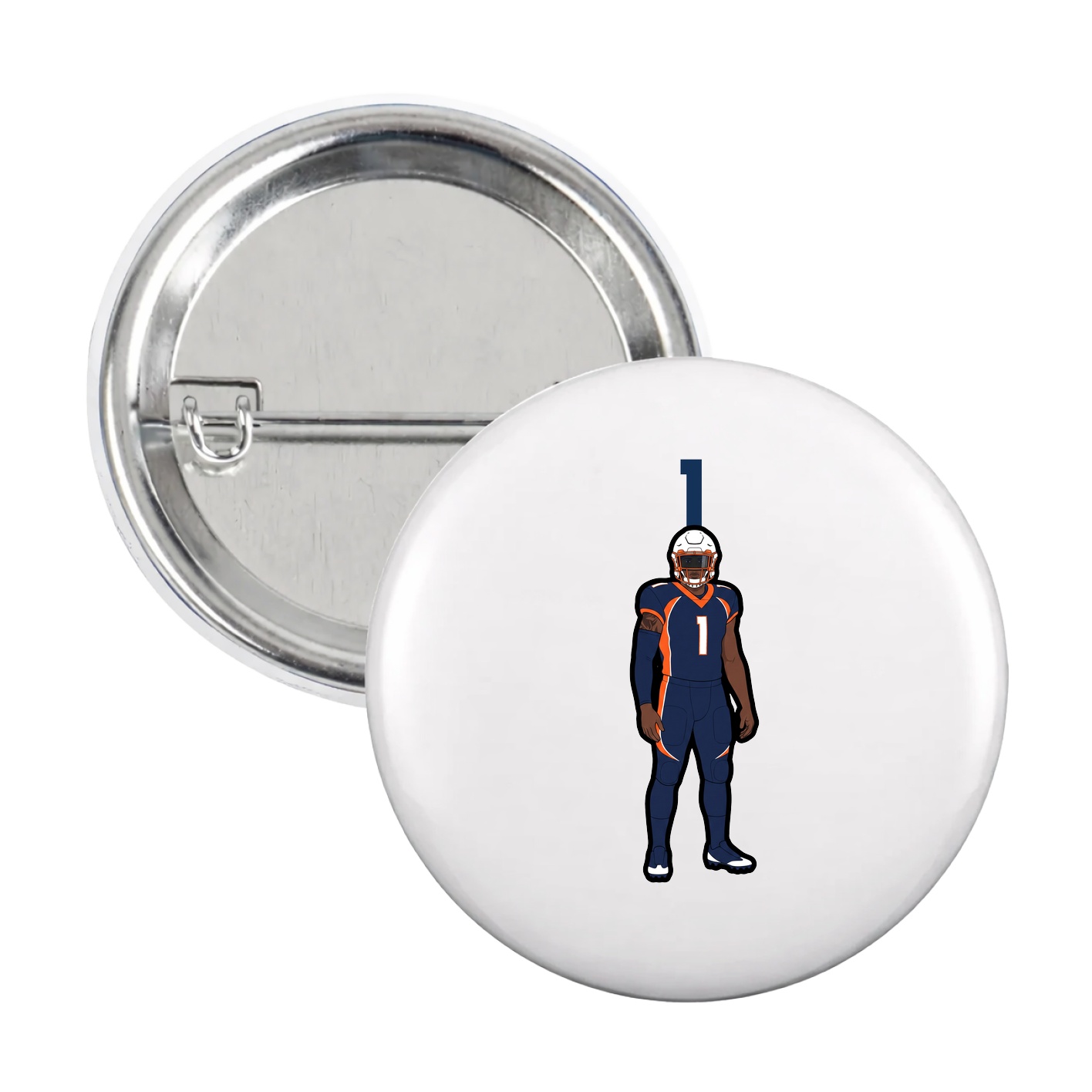 Game Day Button — Number Top in White
