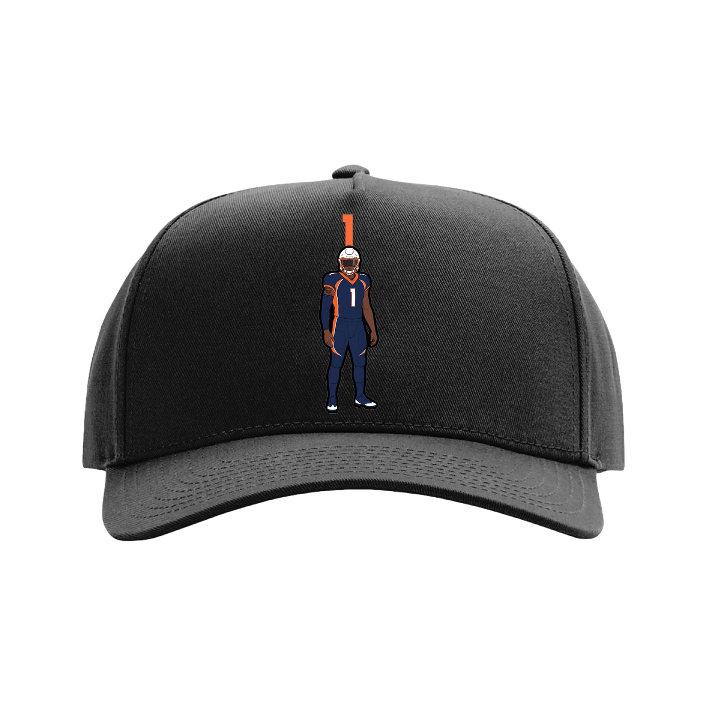Full Fabric Five-Panel Champ Cap — Number Top in Black