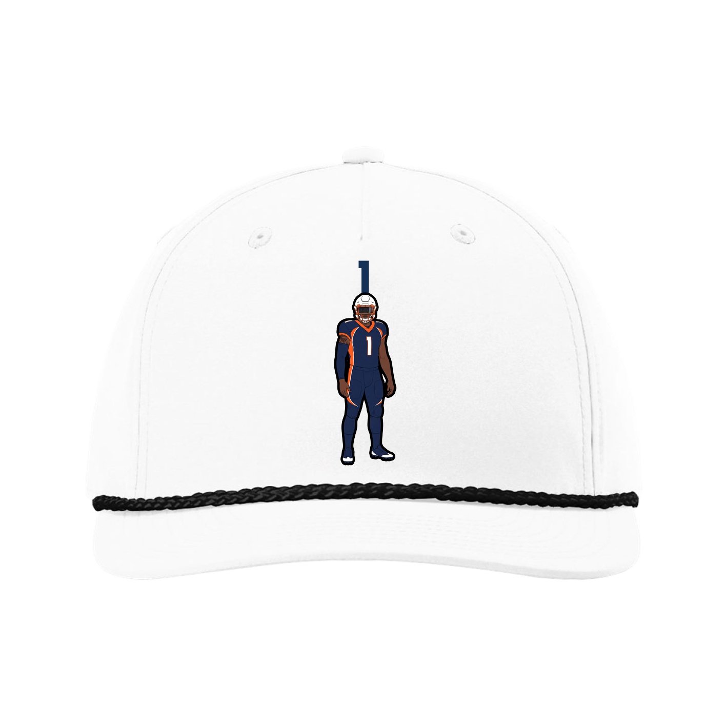 Five-Panel Classic Rope Cap — Number Top in White