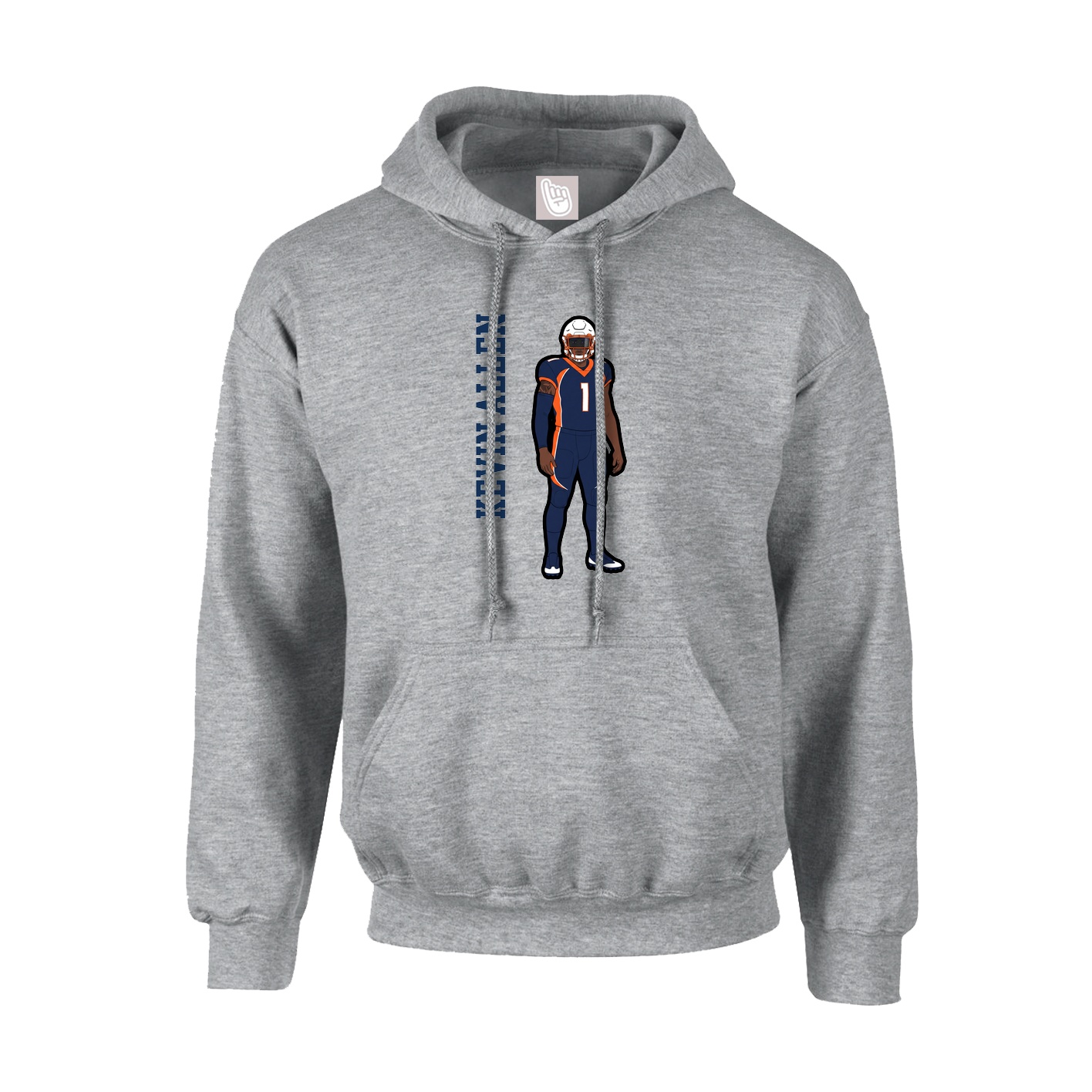 Hoodie — Name Vertical in Grey