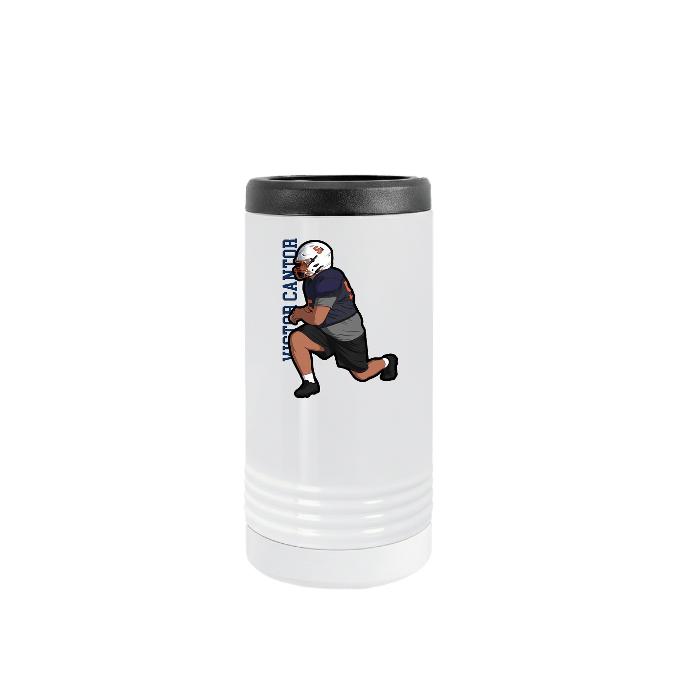 Slim Beverage Holder — Name Vertical in White