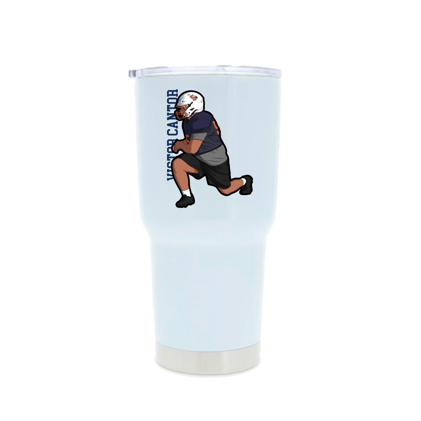 30oz Stainless Steel Tumbler — Name Vertical in White