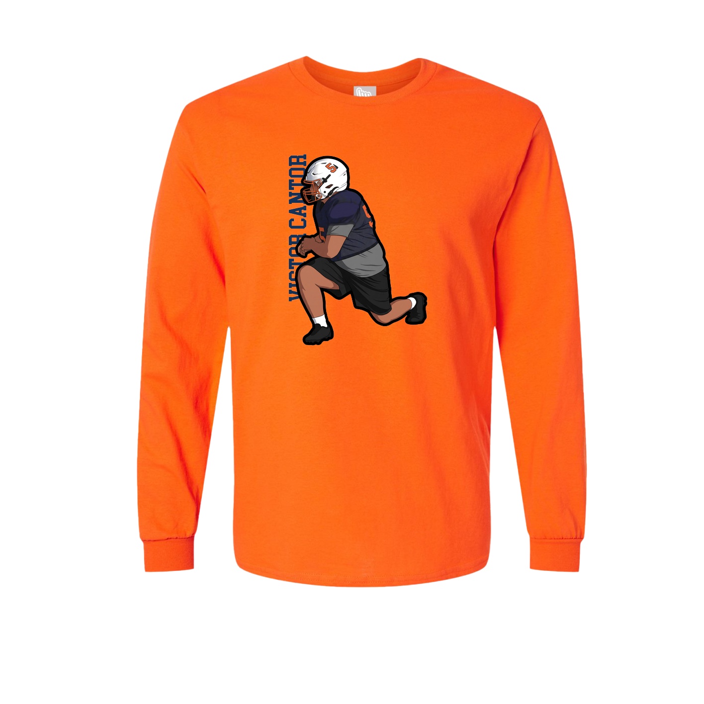 Long Sleeve Tee — Name Vertical in Orange