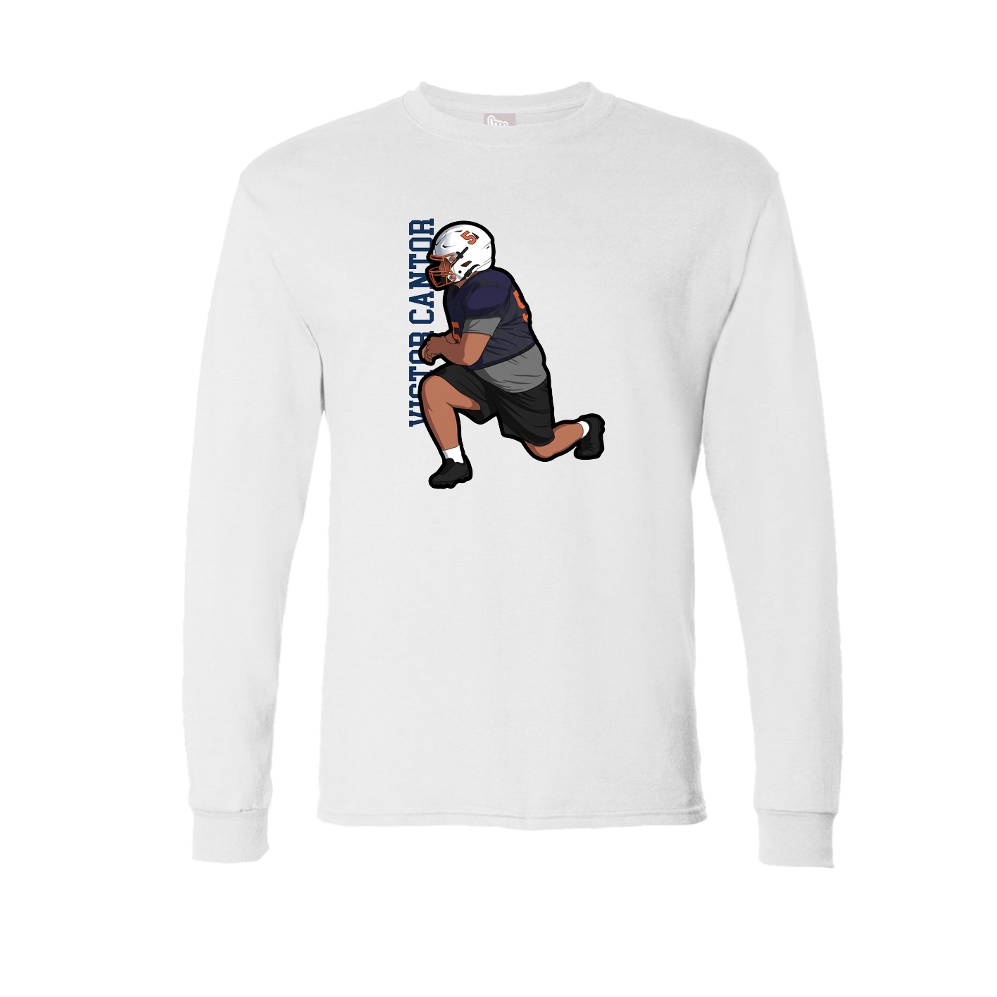 Long Sleeve Tee — Name Vertical in White